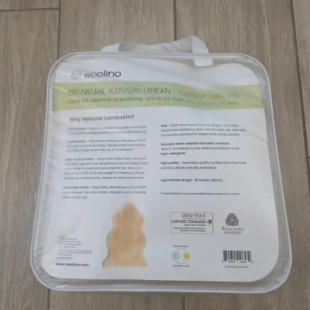 Woolino Baby Sheepskin Rug 100% Natural Australian Lambskin Plush Nursery New